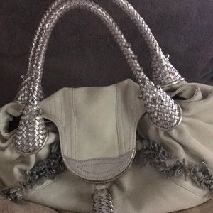 White leather Fendi spy  bag with inside purse